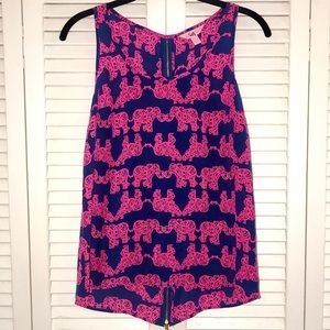 Lilly Pulitzer 100% Silk Top Zipper Back Size S 🐘